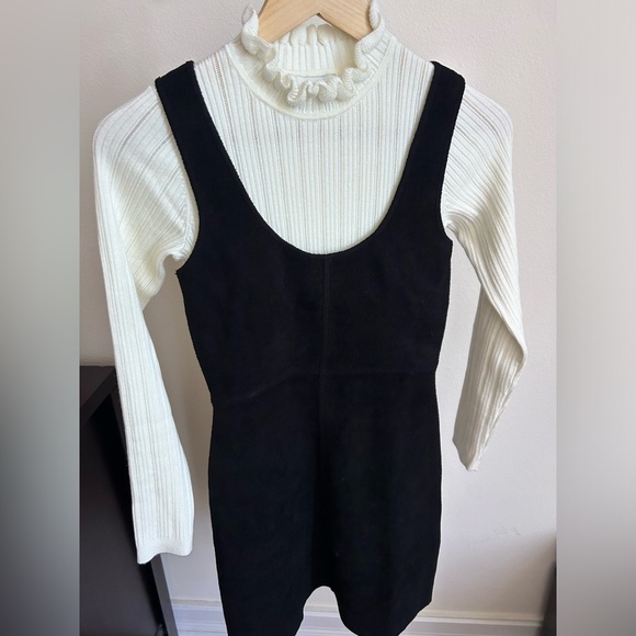 SANDRO Bi-Layered Ruffle Collar Knitted Wool Pinafore Dress 36 - Picture 14 of 16